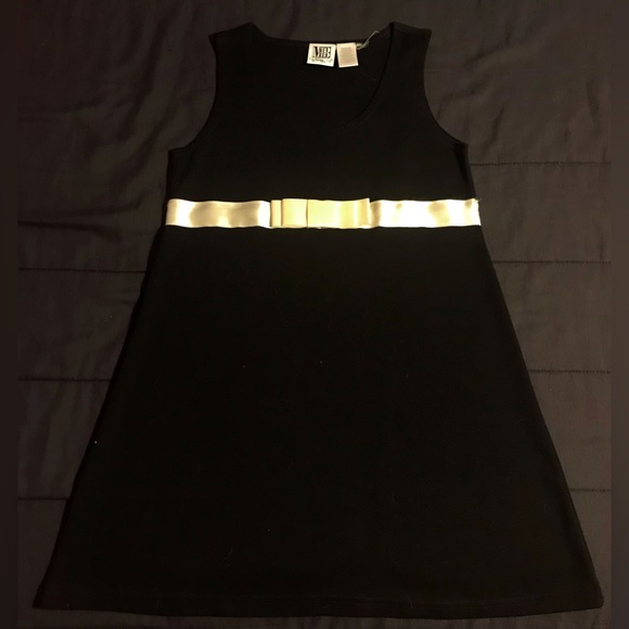 Vintage Mixed Blues Clothing Co Black with Silky White Bow Tie Waist Dress - M - Picture 1 of 6